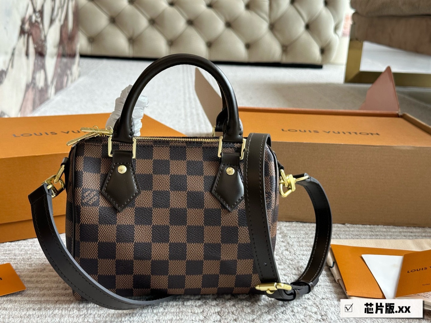 LV Luxury Monogram Handbag Cowhide Leather